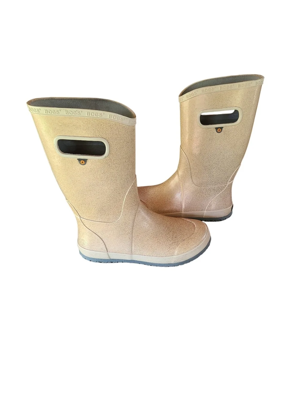 Bogs Cream Glitter Waterproof Pull-On Rain Boots Youth Size 6 EU 39